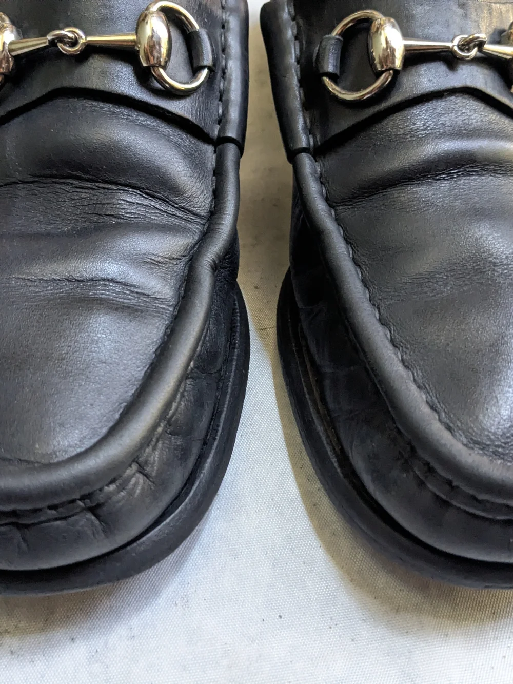 Gucci Men's Black Leather Horsebit Loafers Men 9.5